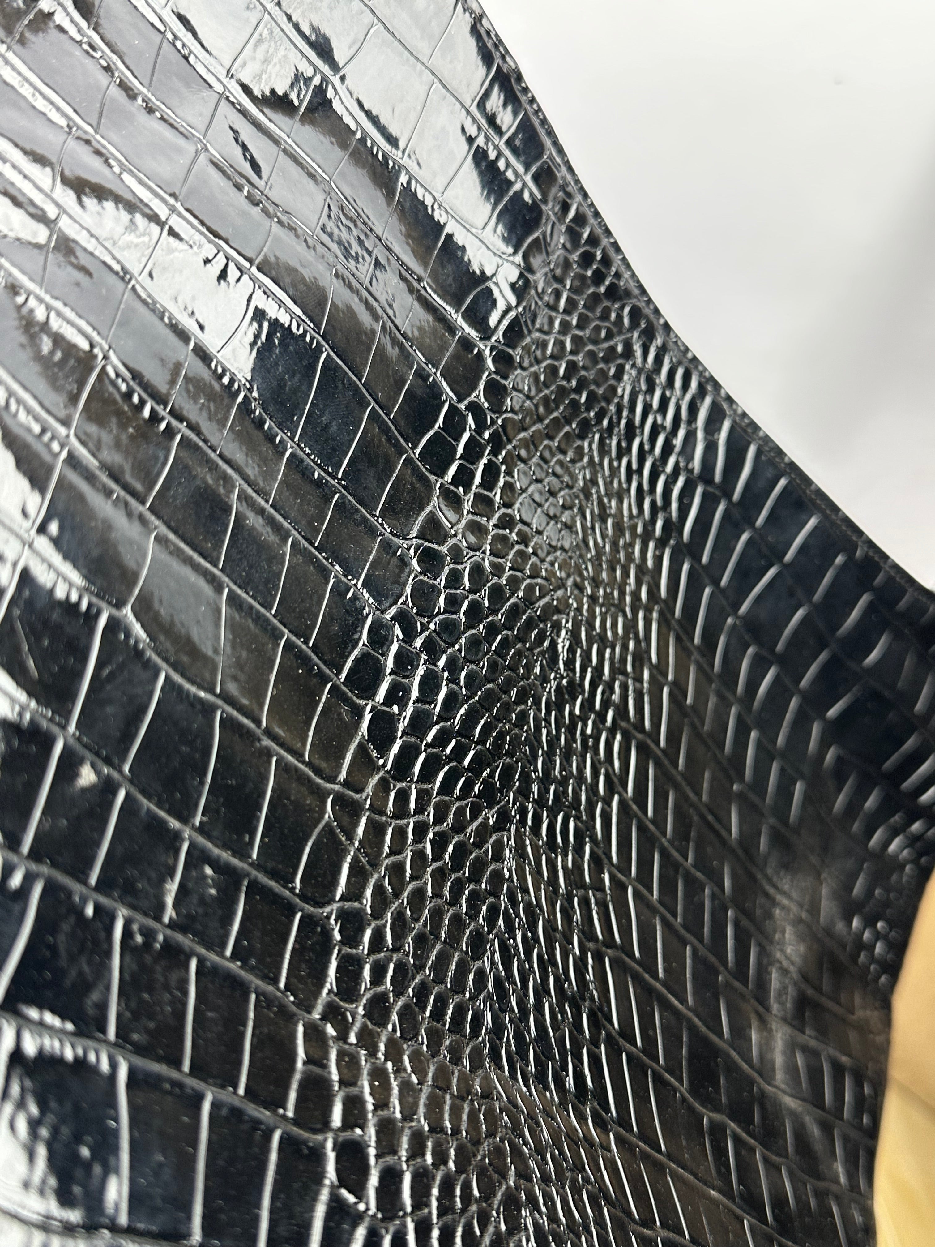 Black Croc Leather Hobo Bag