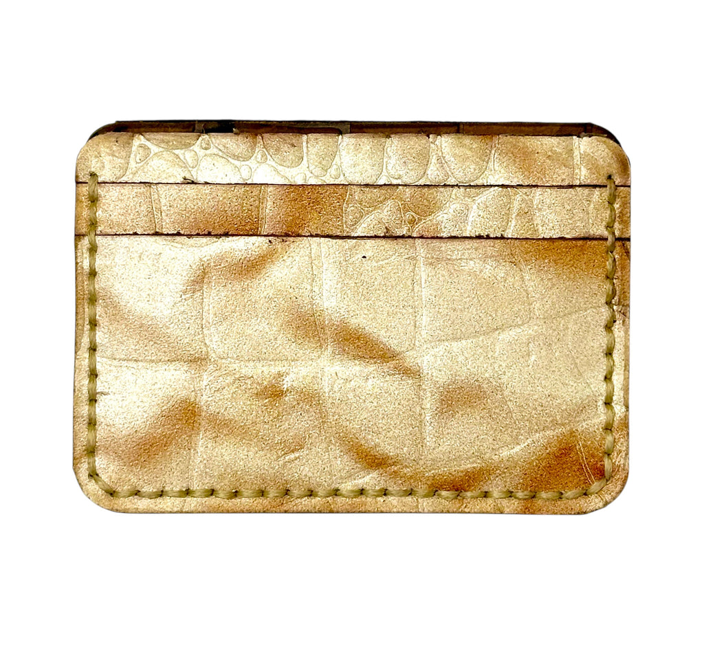 Luxury Gold Crocodile Leather Card Holder