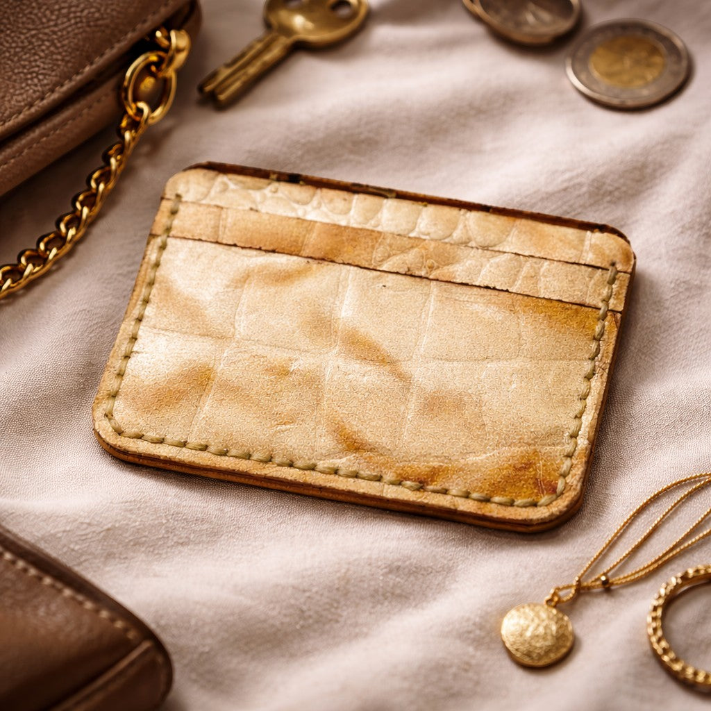 Luxury Gold Crocodile Leather Card Holder