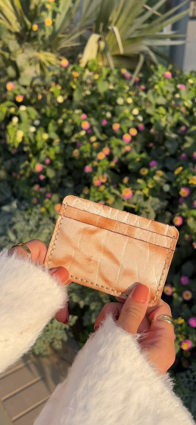 Luxury Gold Crocodile Leather Card Holder