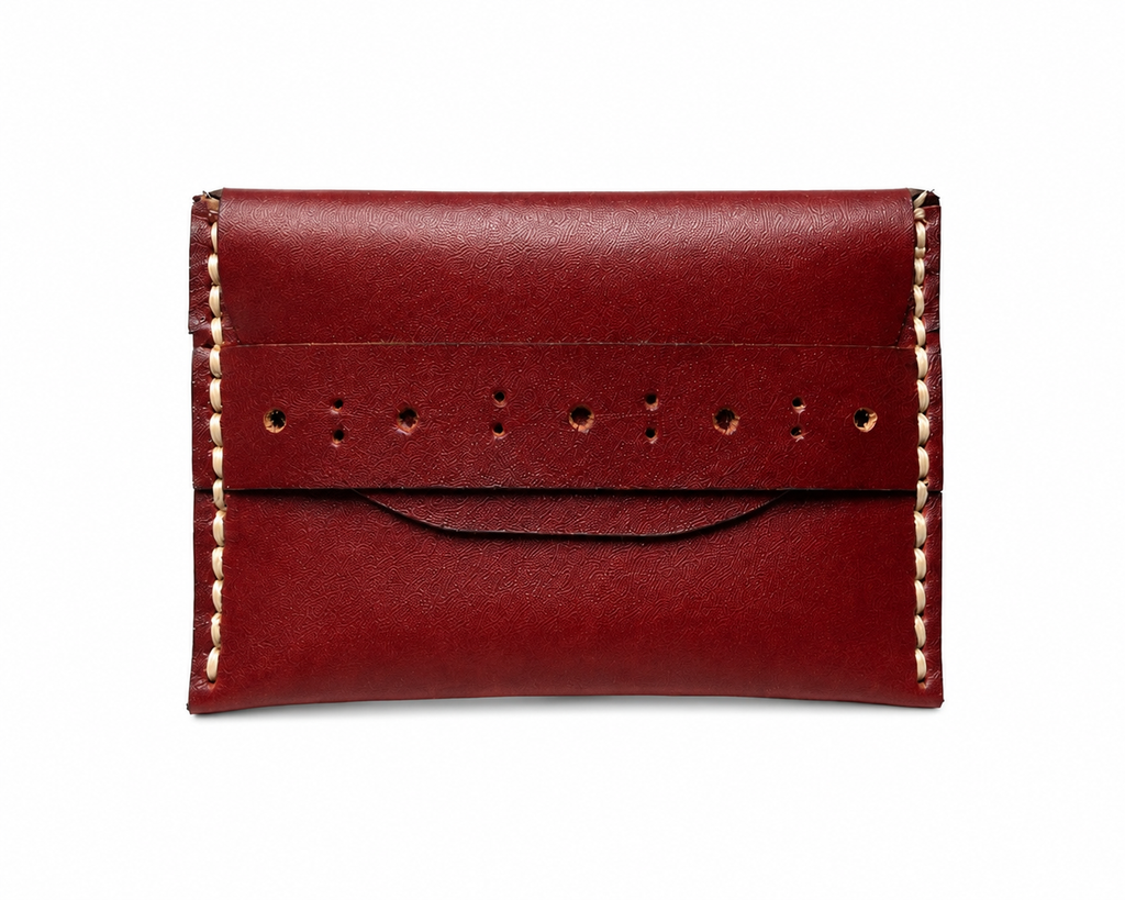 Handcrafted Genuine Leather Mini Wallet – Minimalist Card Holder | Burgundy