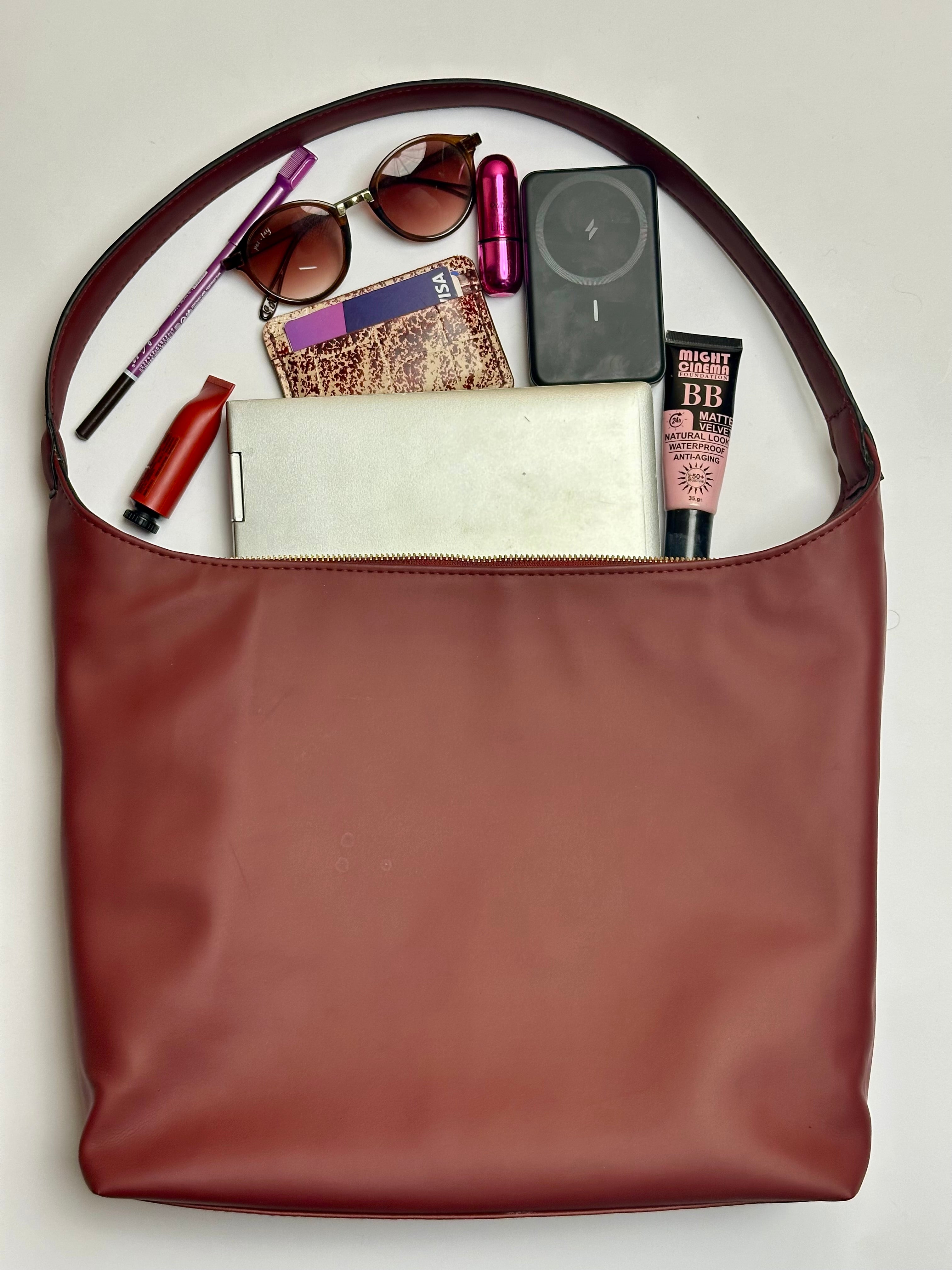 Burgundy Leather Tote Bag