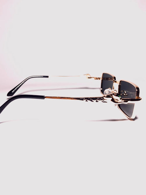 Polarized Rectangular Sunglasses – Gold Frame | UV400 Protection