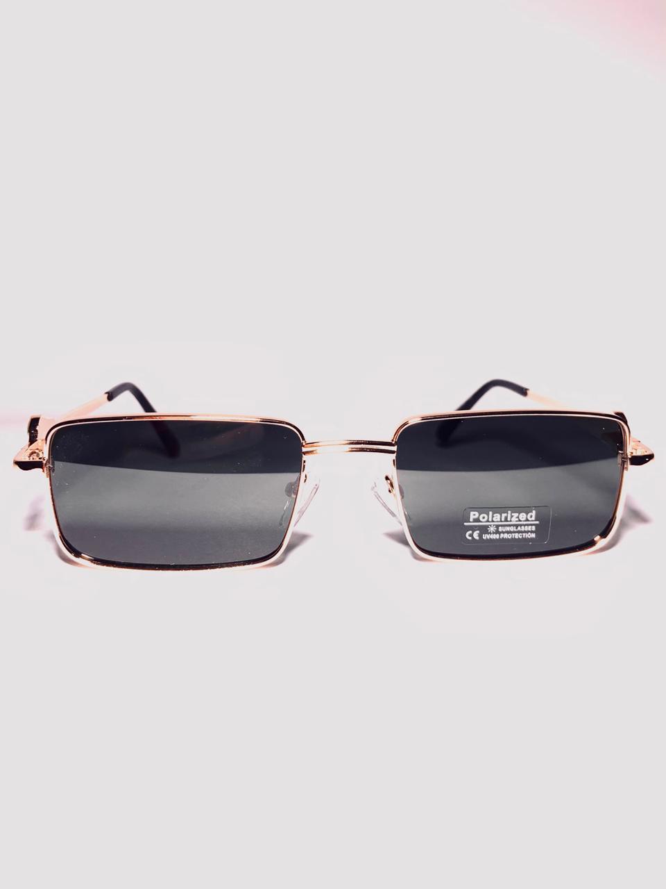 Polarized Rectangular Sunglasses – Gold Frame | UV400 Protection