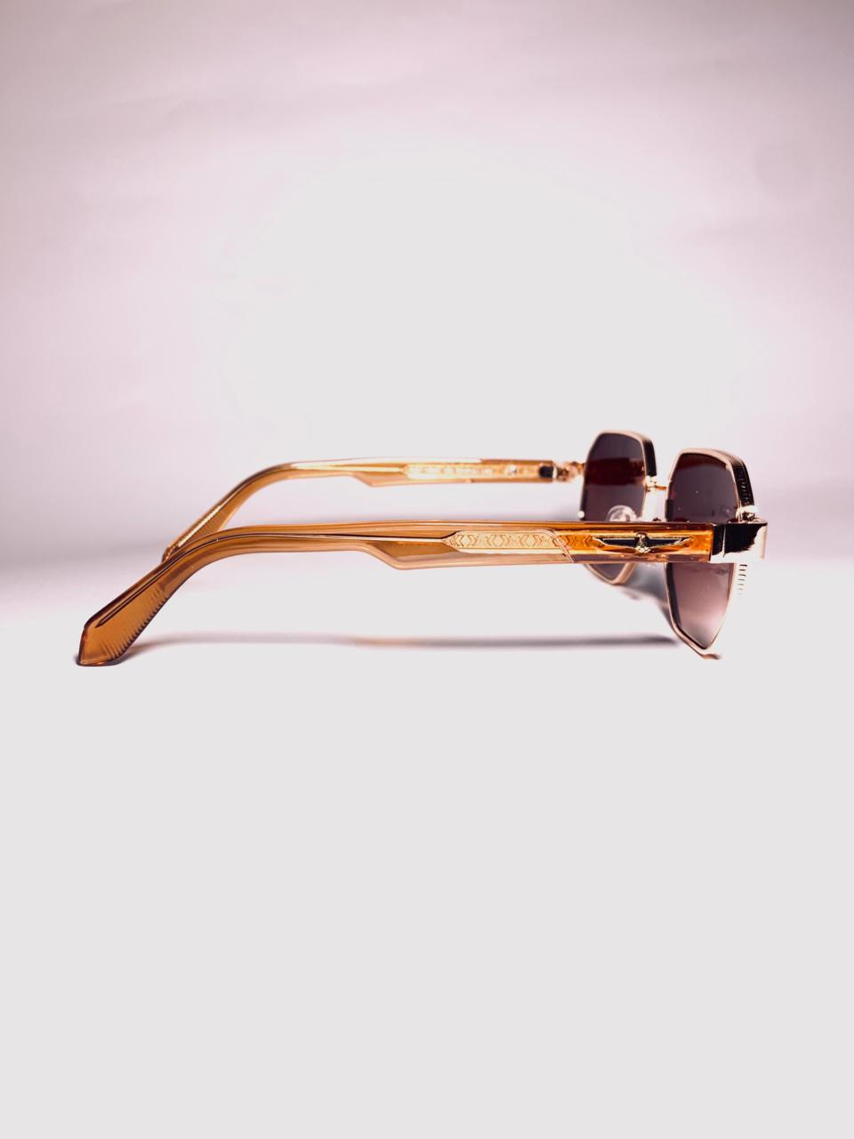 Luxury Octagonal Sunglasses – Gold Frame & Brown Gradient Lenses