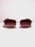 Luxury Octagonal Sunglasses – Gold Frame & Brown Gradient Lenses