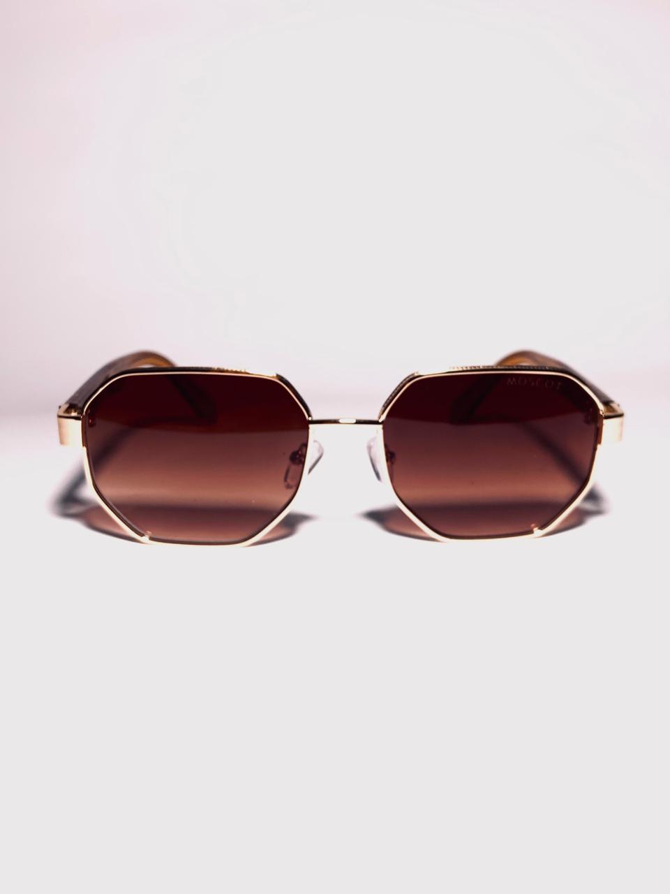 Luxury Octagonal Sunglasses – Gold Frame & Brown Gradient Lenses
